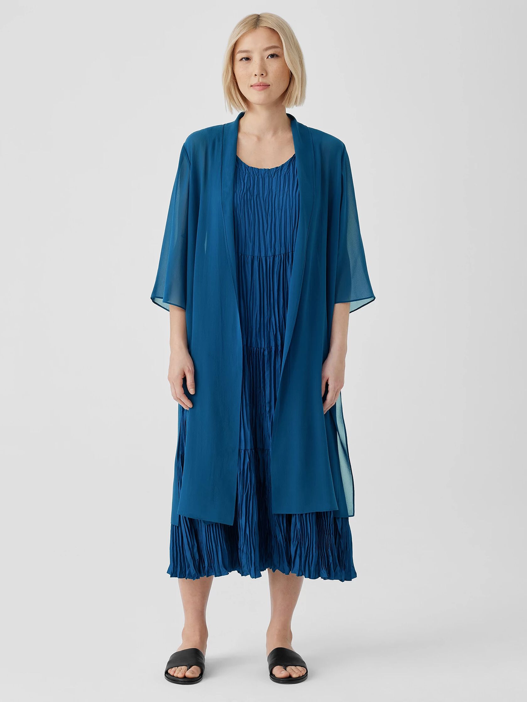 Sheer Silk Georgette High Collar Jacket
