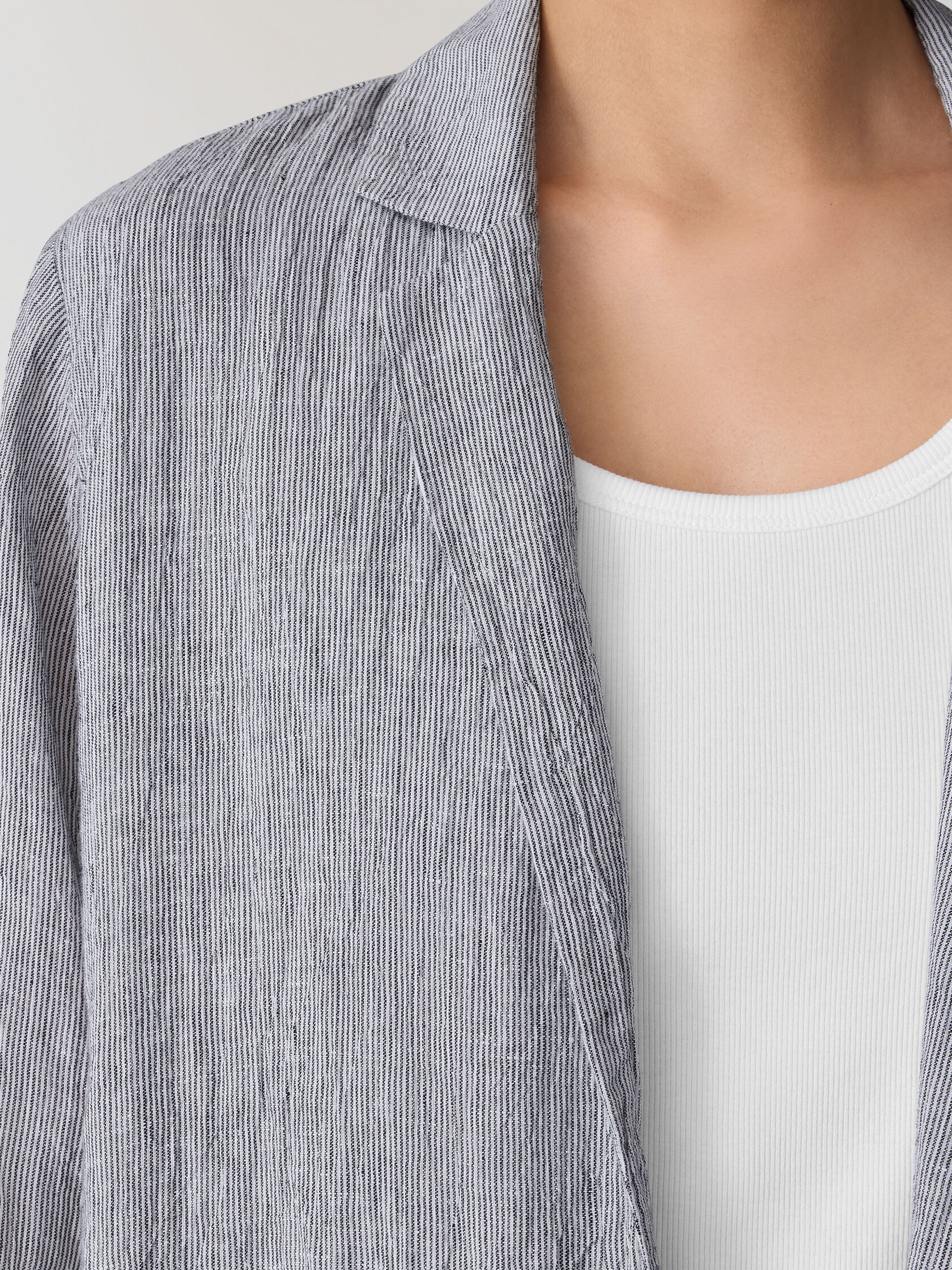 Puckered Organic Linen Stripe Blazer