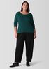 Ribbed Pima Cotton Blend Scoop Neck Top