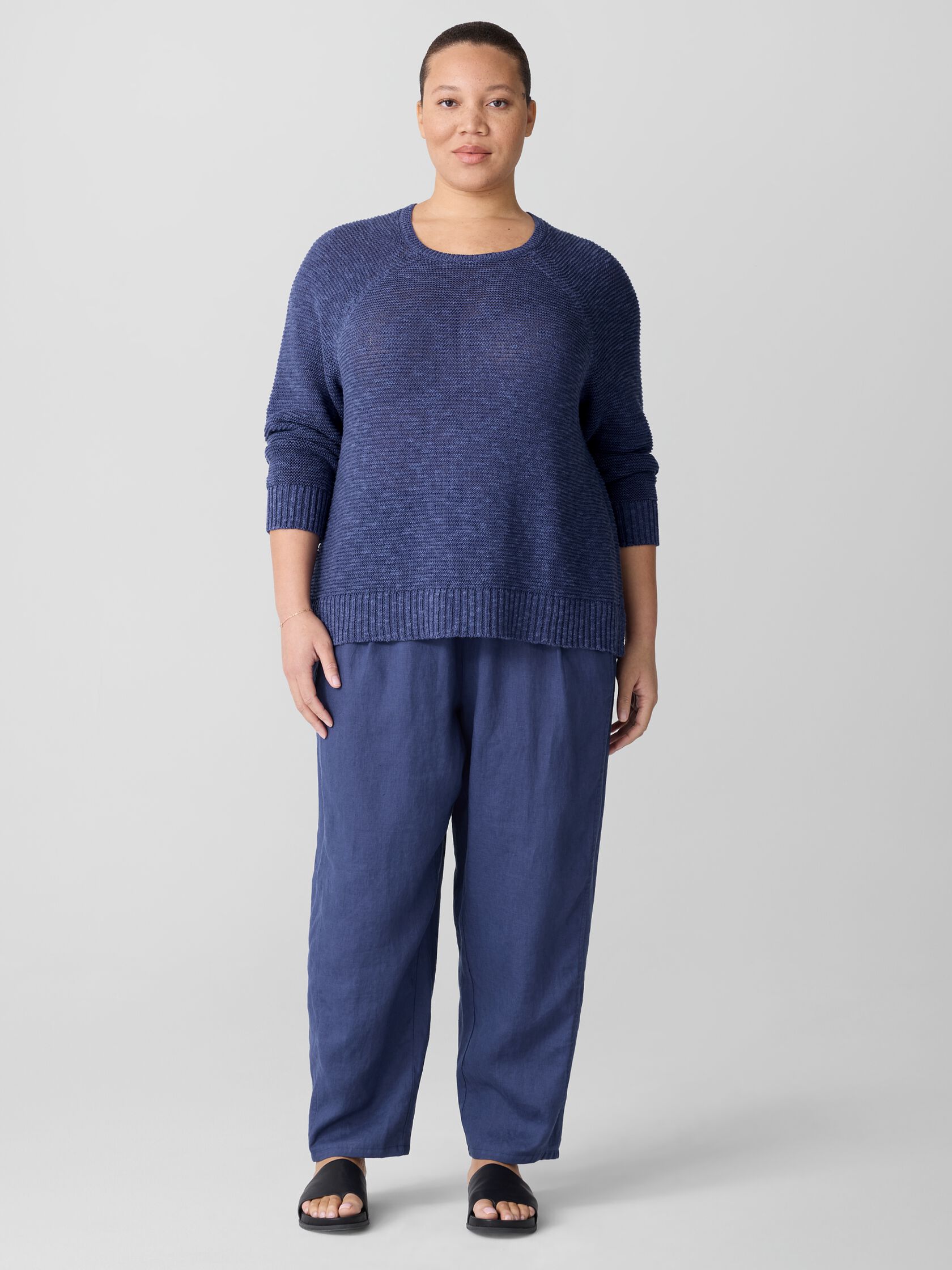 Organic Linen Cotton Slub Crew Neck Top