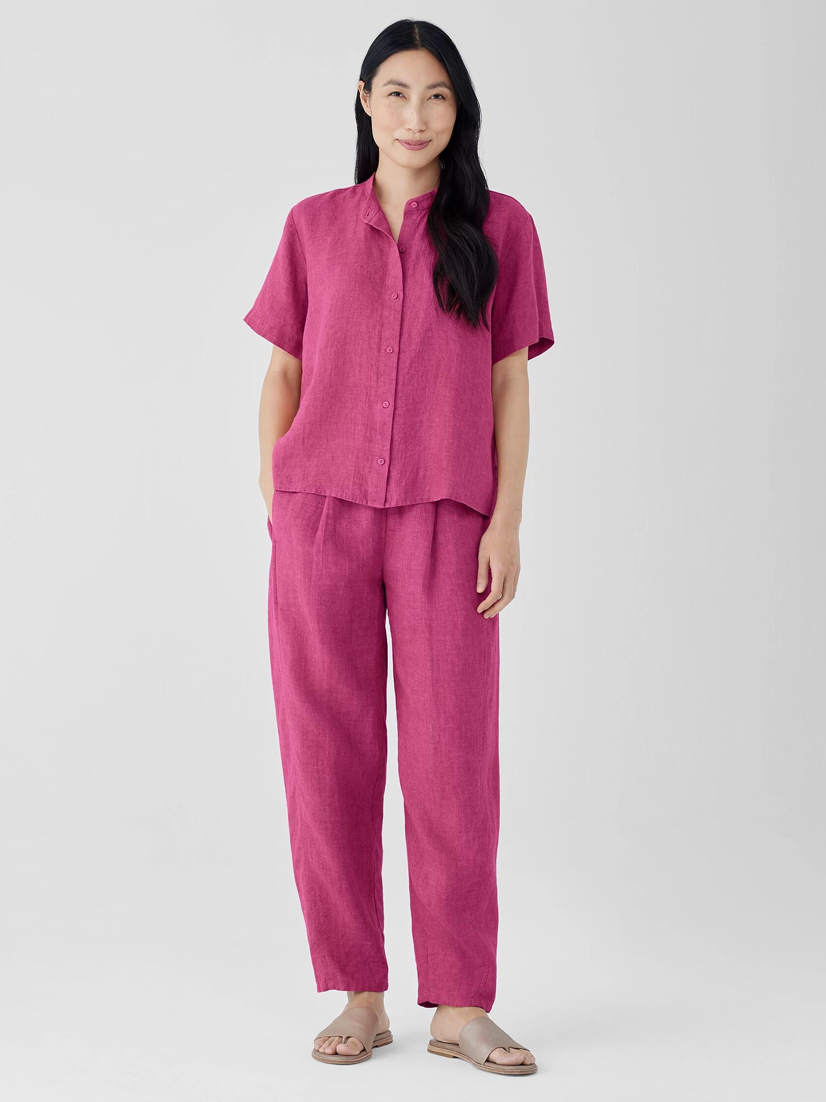 Washed Organic Linen Délavé Lantern Pant