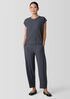 Textured Stretch Rib Round Neck Top