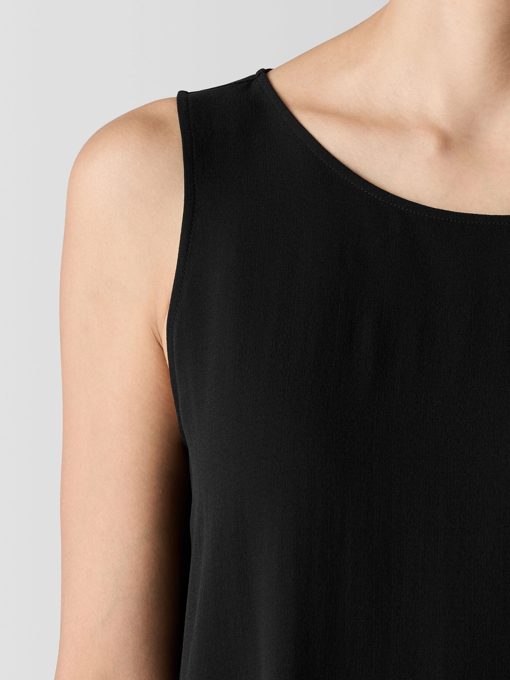 Silk Georgette Crepe Ballet Neck Long Tank