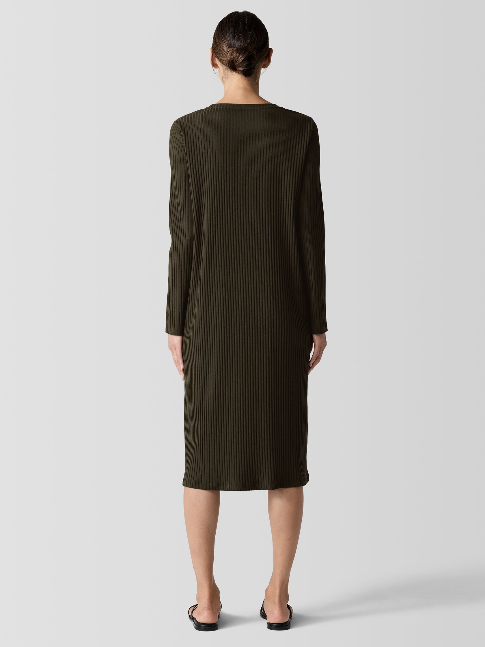 Textured Stretch Rib Crew Neck Dress