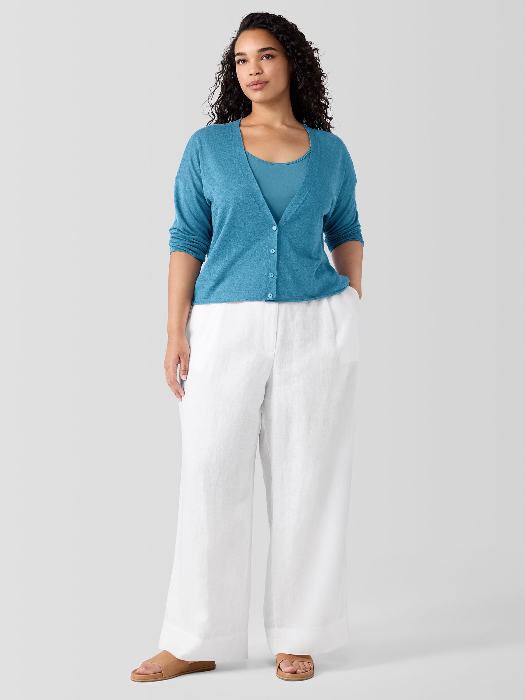 Organic Linen Cotton Cropped Cardigan