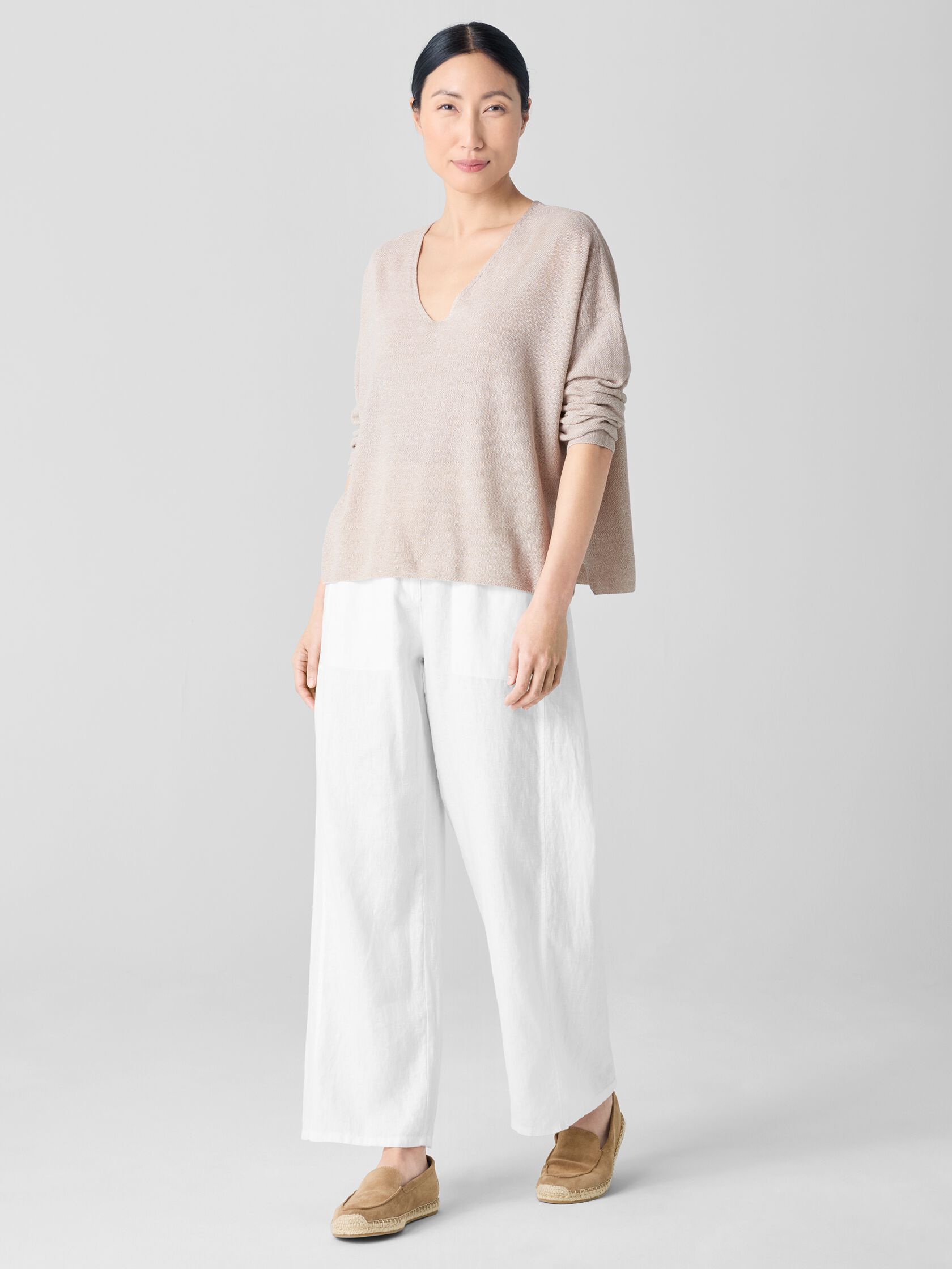 Organic Linen Cotton V-Neck Top