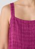 Puckered Organic Linen Plaid Square Neck Dress