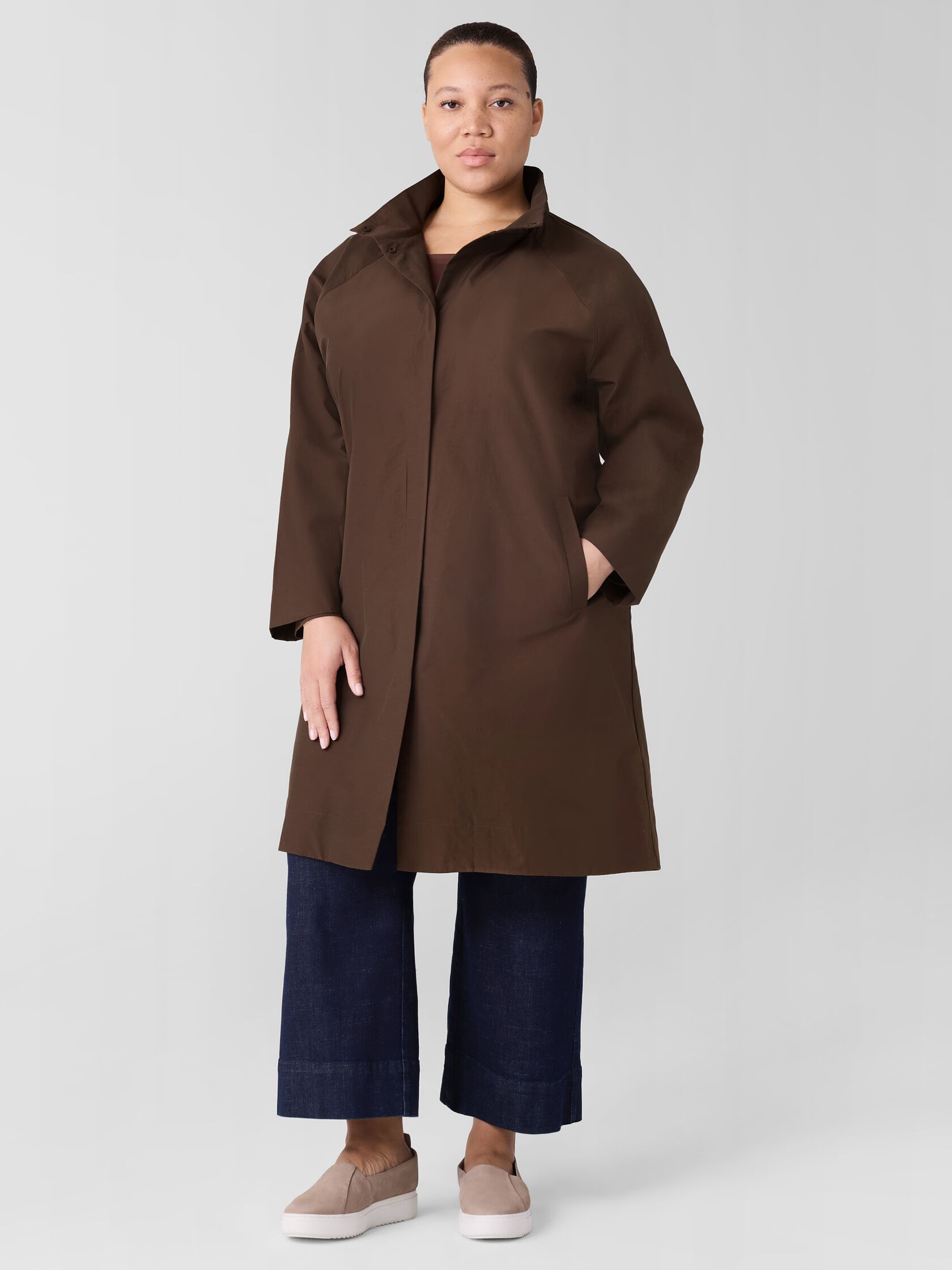 Light Cotton Nylon Stand Collar Coat