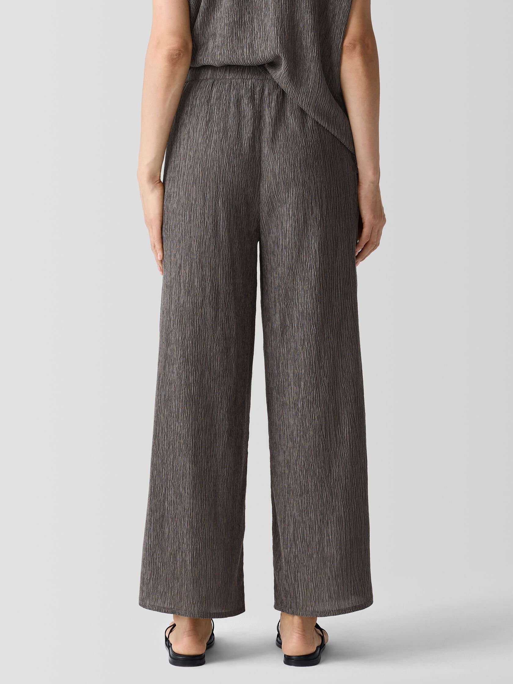 Woven Plissé Wide-Leg Pant
