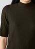 Textured Stretch Rib Mock Neck Top