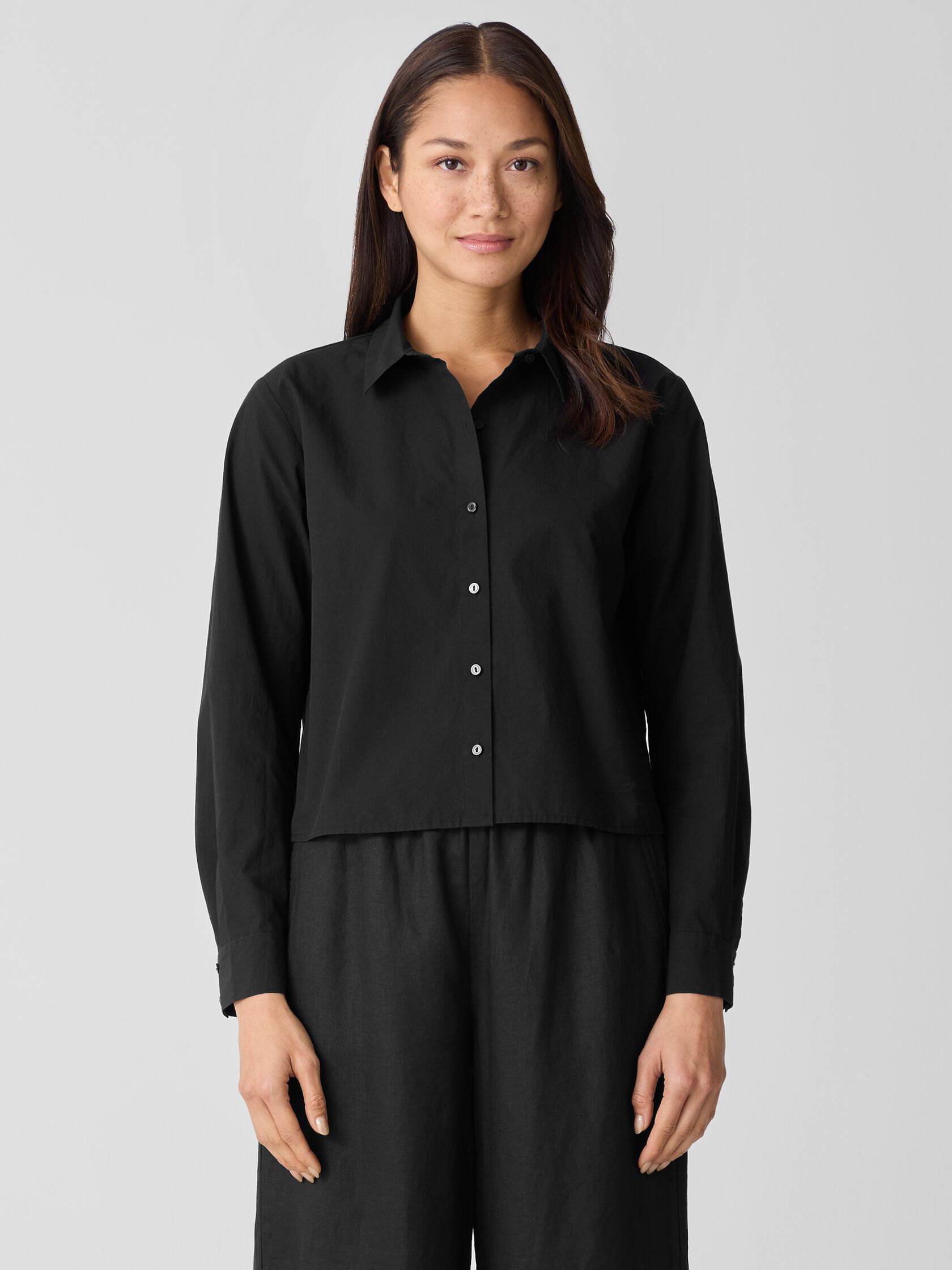 Washed Organic Cotton Poplin Classic Collar Short Shirt