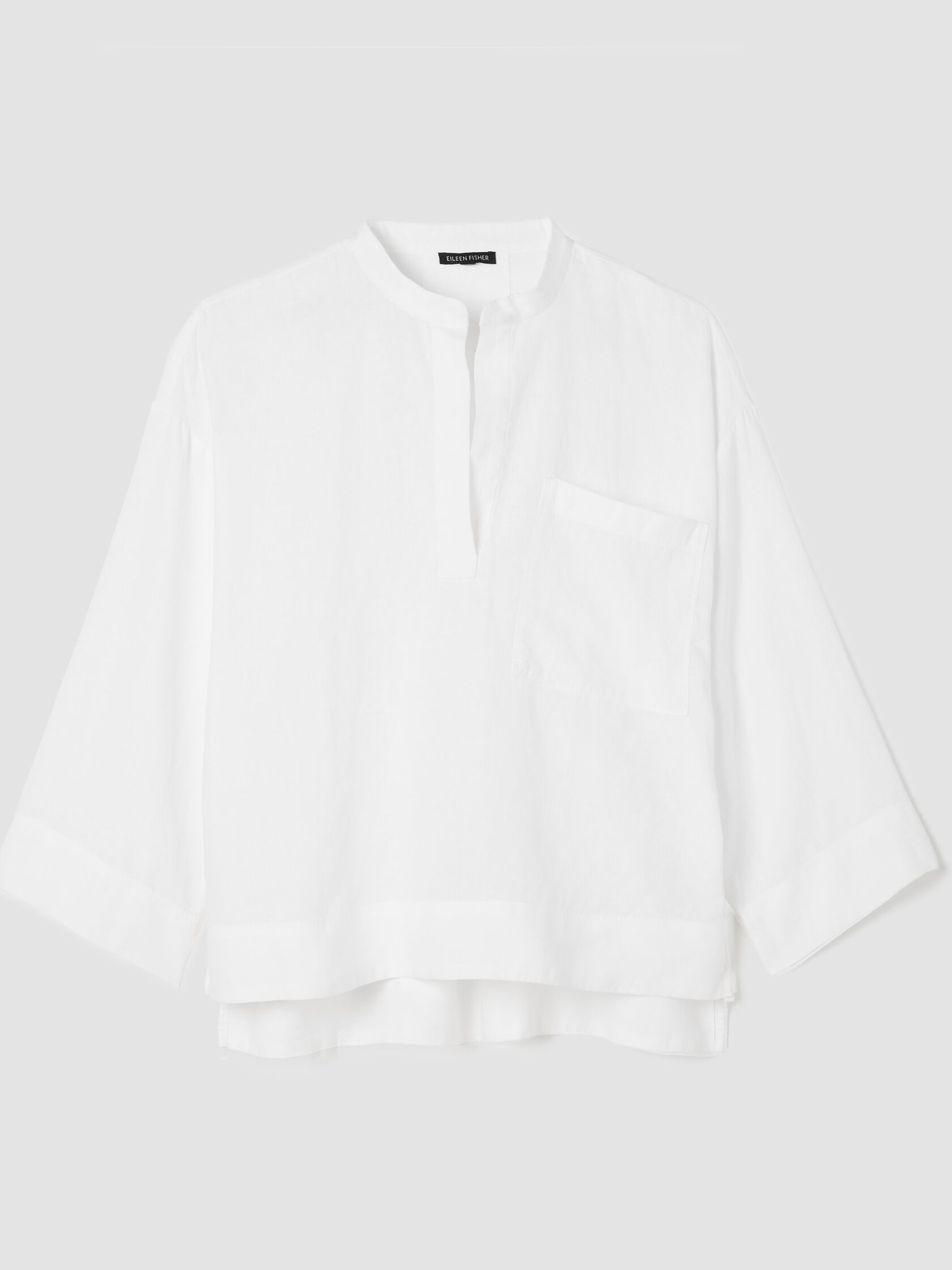 Organic Handkerchief Linen Split Neck Shirt
