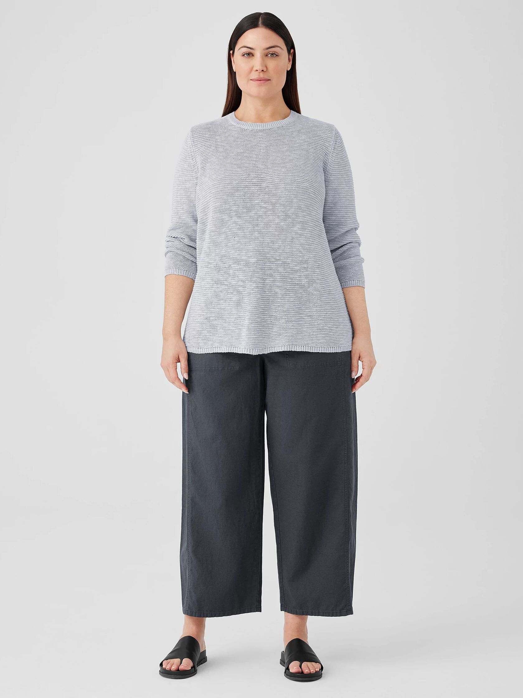 Organic Linen Cotton Slub Crew Neck Top