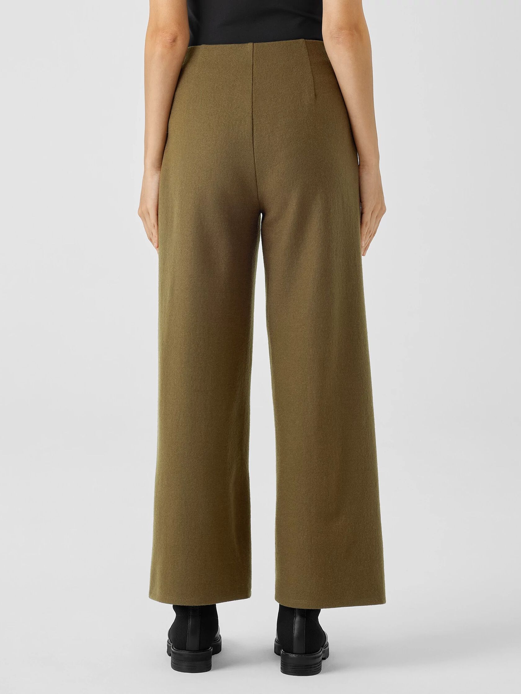 Boiled Wool Jersey Wide-Leg Pant