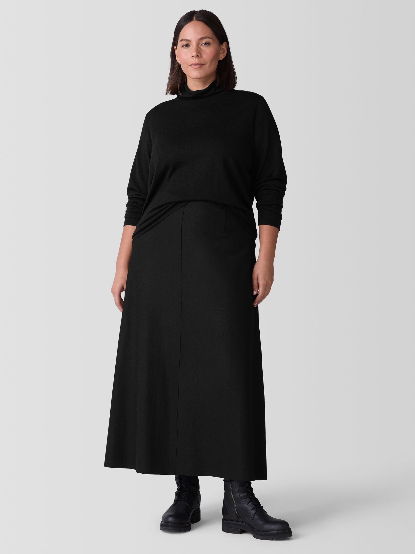 Felted Wool Jersey A-Line Skirt in Regenerative Wool