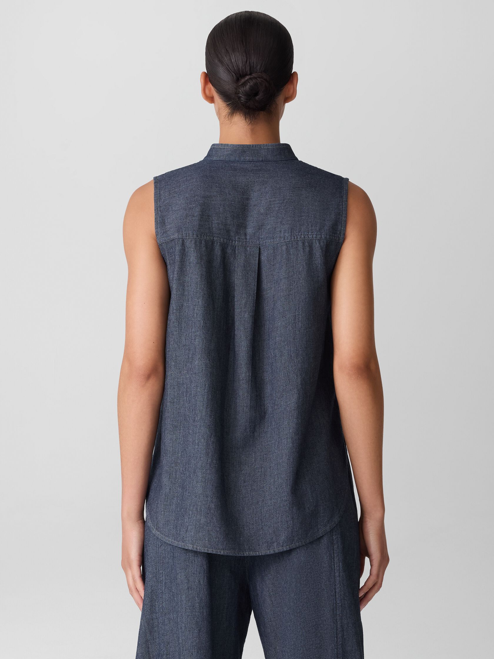 Airy Organic Cotton Twill Sleeveless Shirt