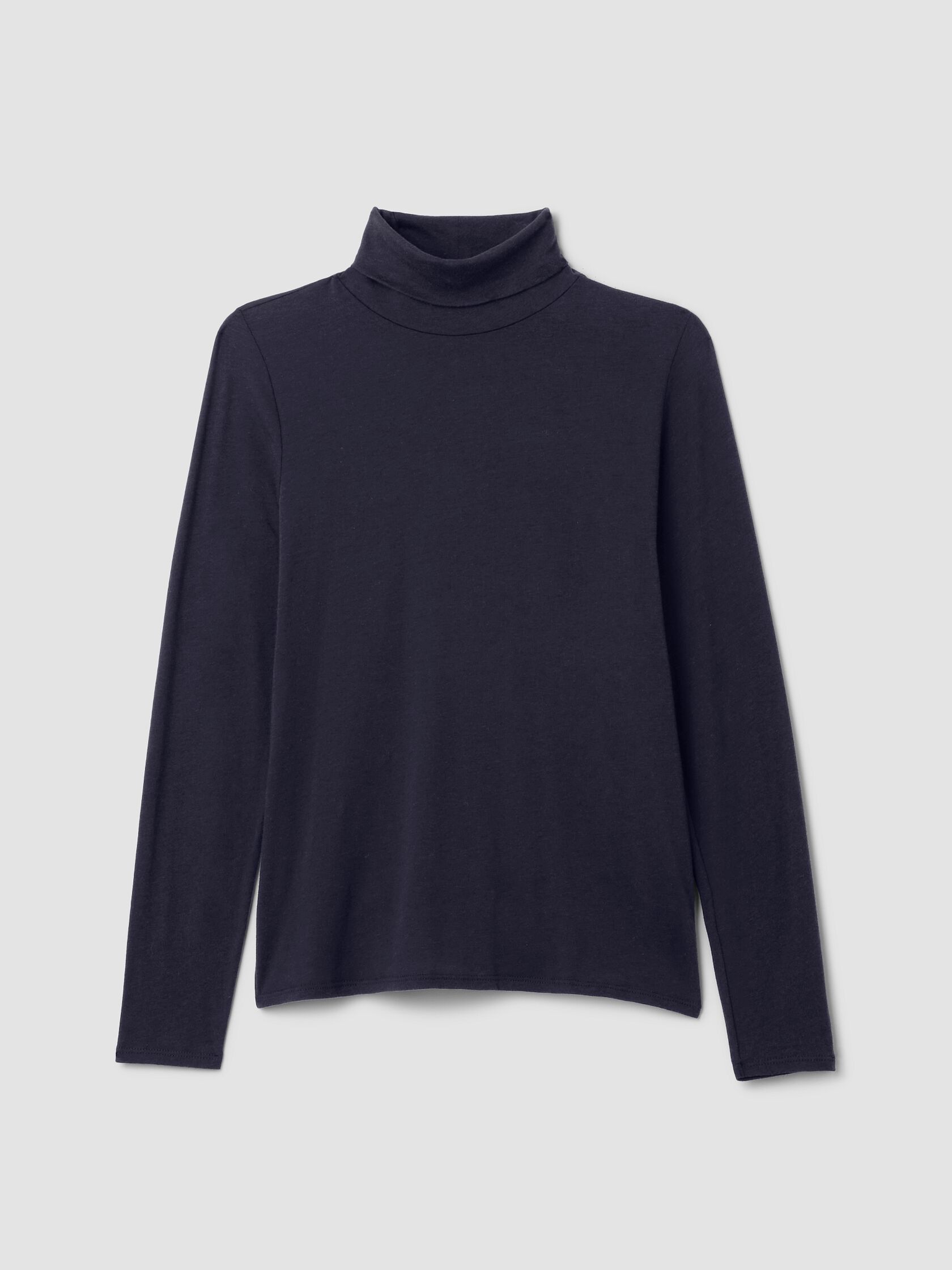 Sheer Cotton Blend Knit Turtleneck Top
