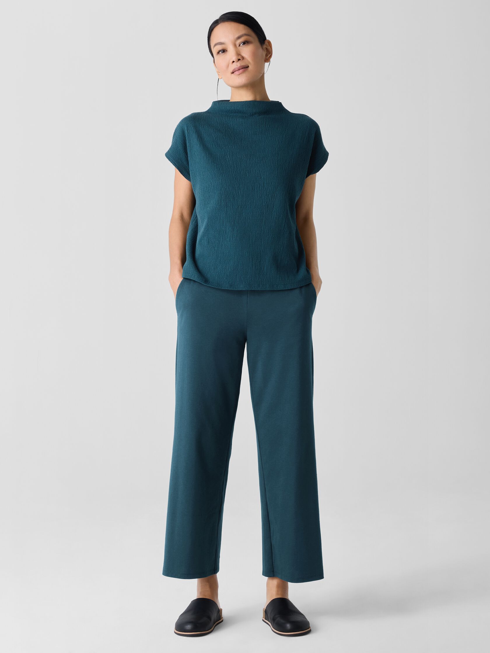 Cotton Blend Ponte Wide-Leg Pant