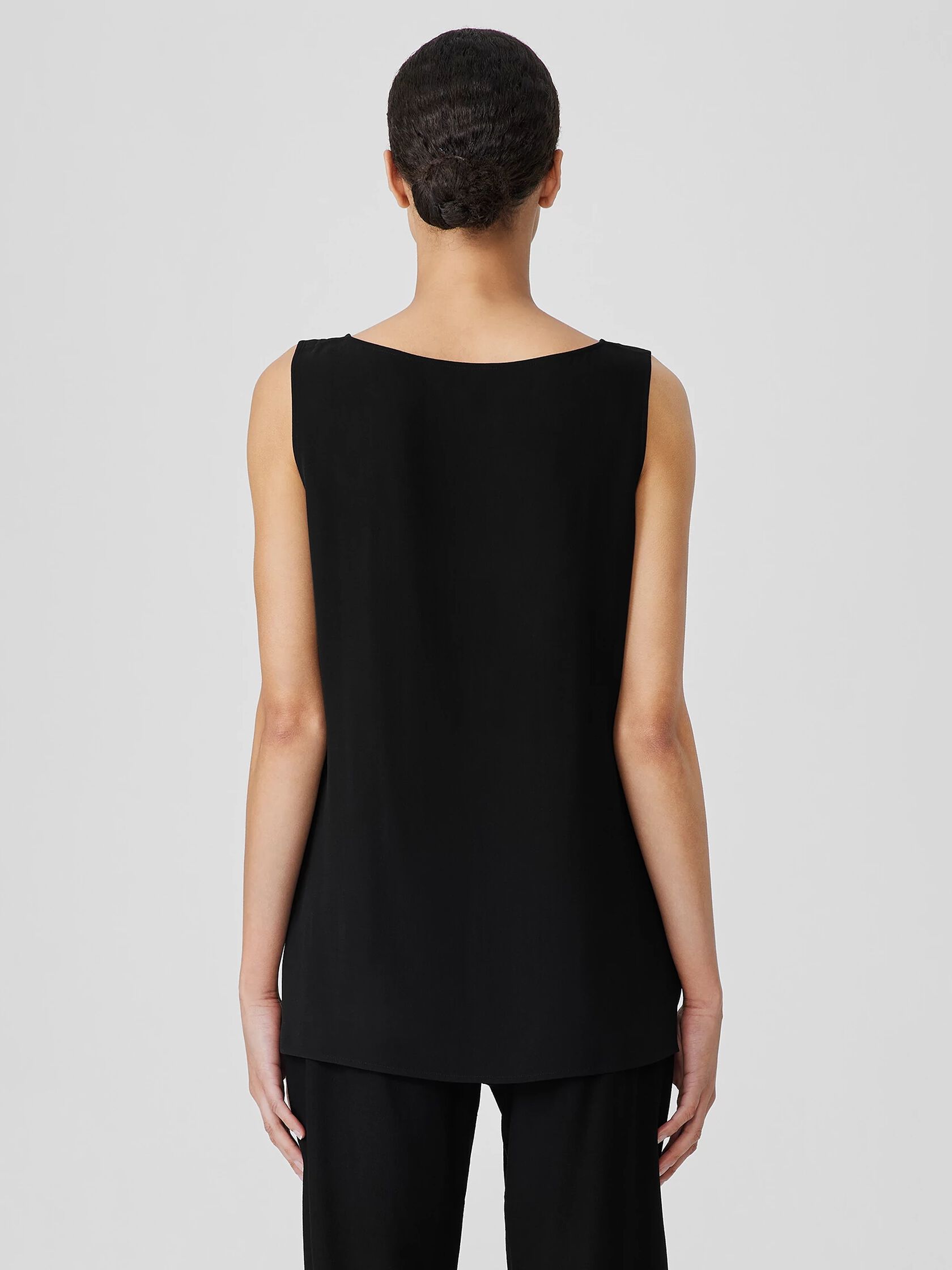 Silk Georgette Crepe Ballet Neck Long Tank