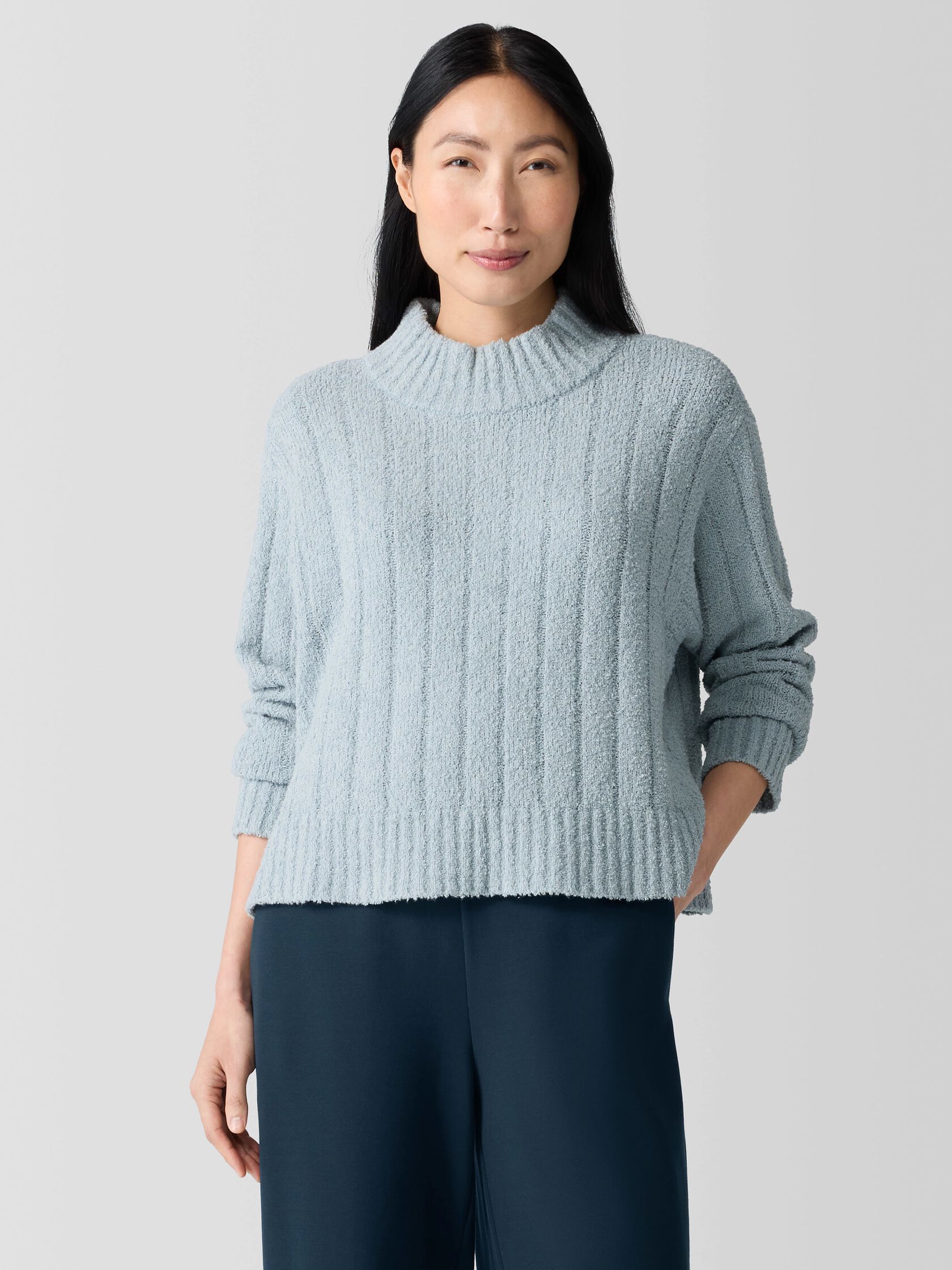 Cotton Fluff Rib Turtleneck Top