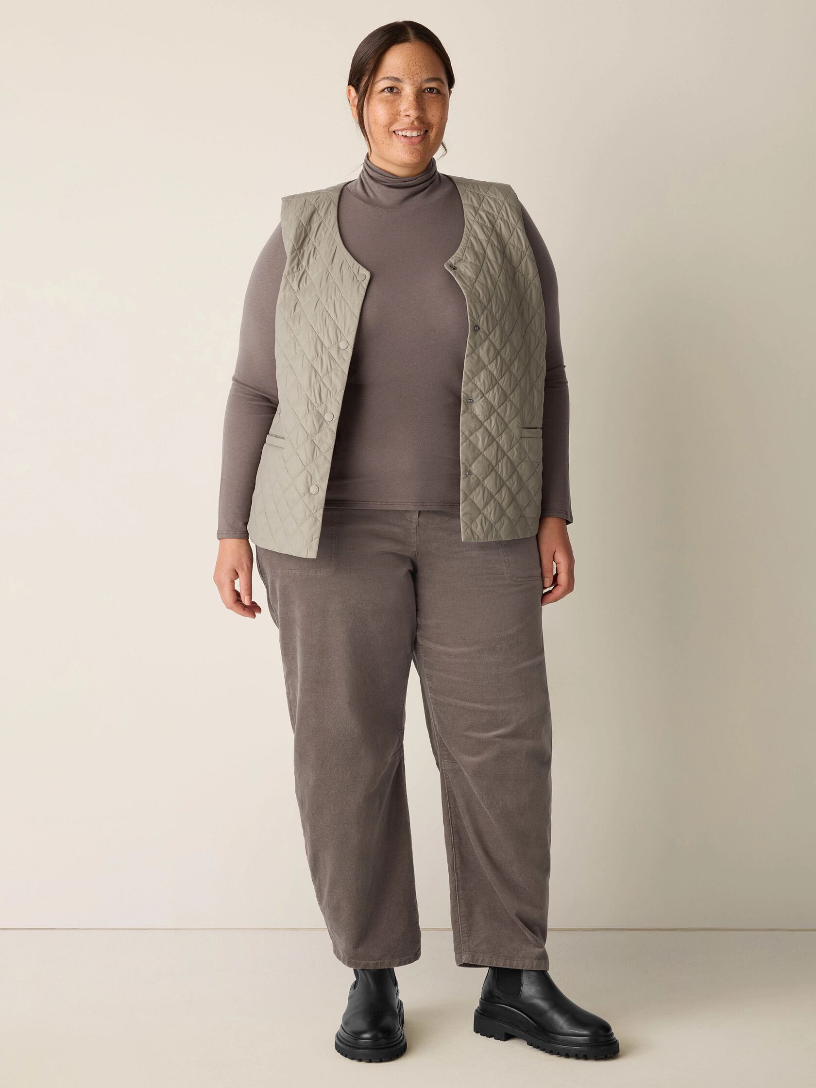 Sheer Cotton Blend Knit Turtleneck Top