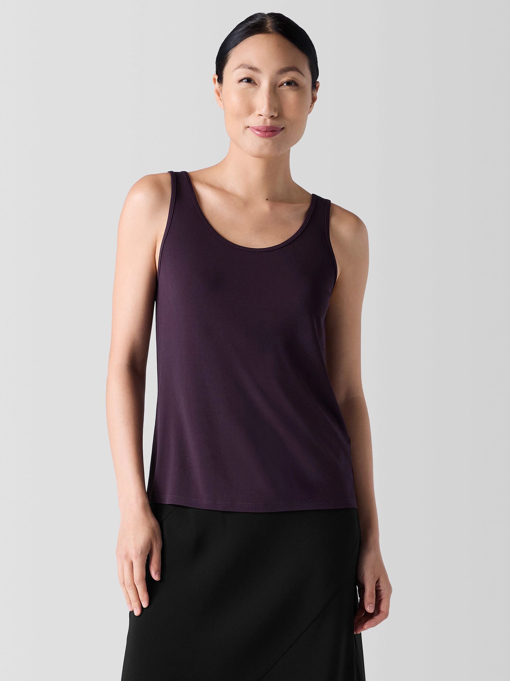 Stretch Silk Jersey Scoop Neck Tank