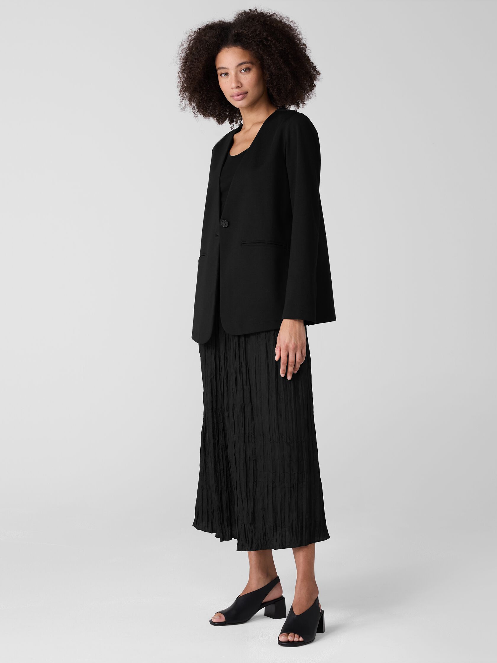 Cotton Blend Ponte V-Neck Blazer
