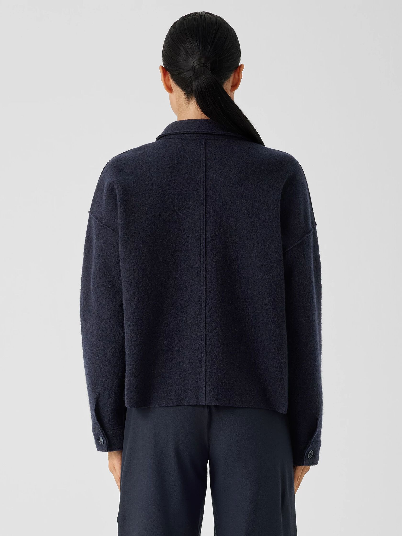 Lightweight Boiled Wool Classic Collar Jacket in Regenerative Wool