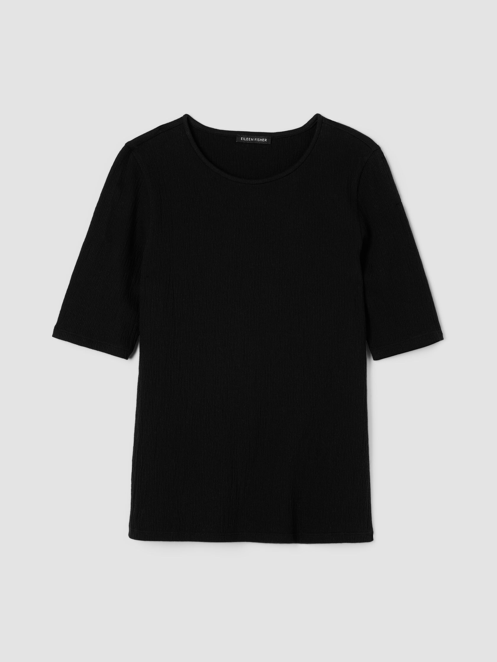 Crinkled Jersey Crew Neck Top