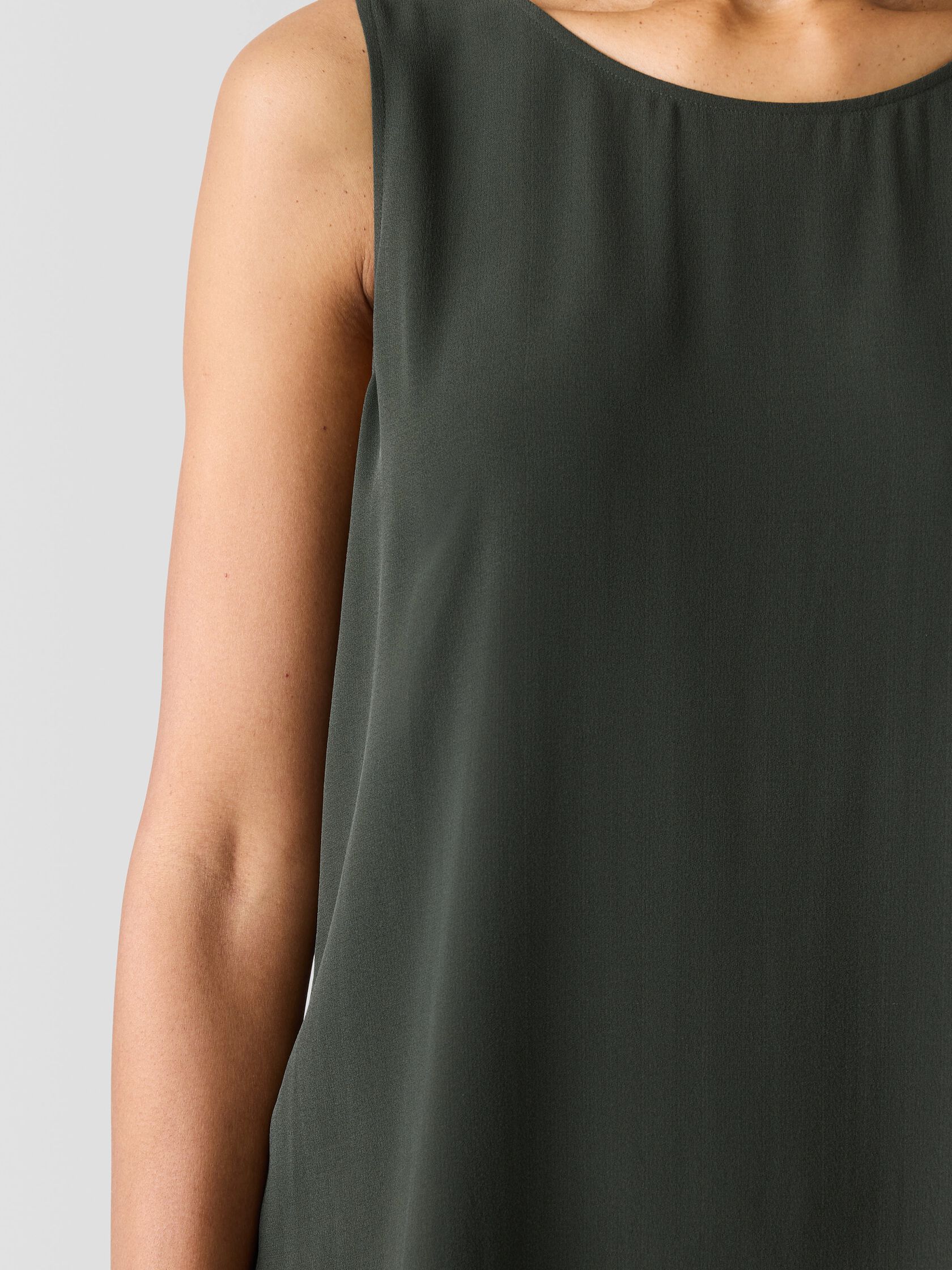 Silk Georgette Crepe Ballet Neck Long Tank