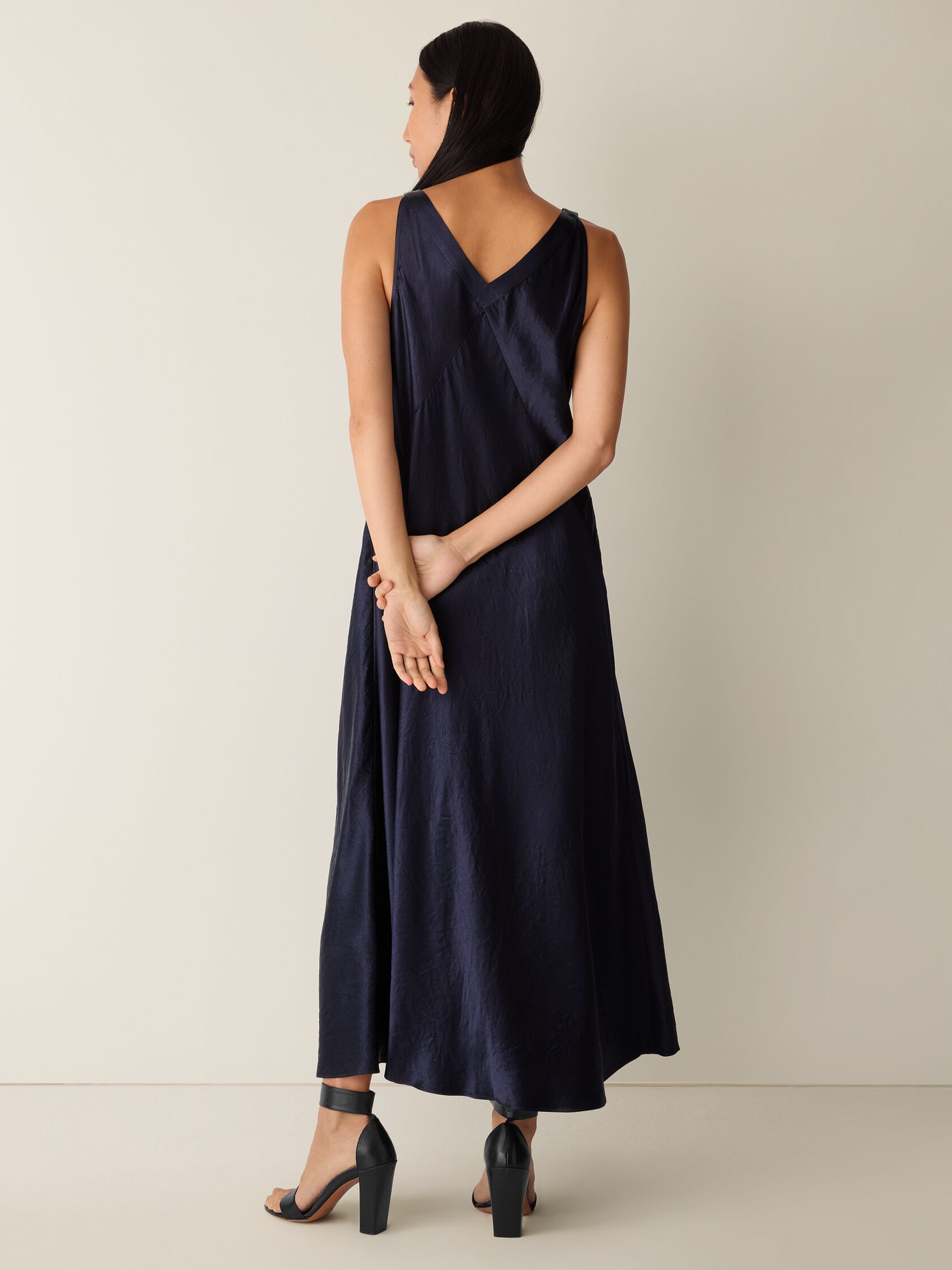 Textured Satin V-Neck Dress