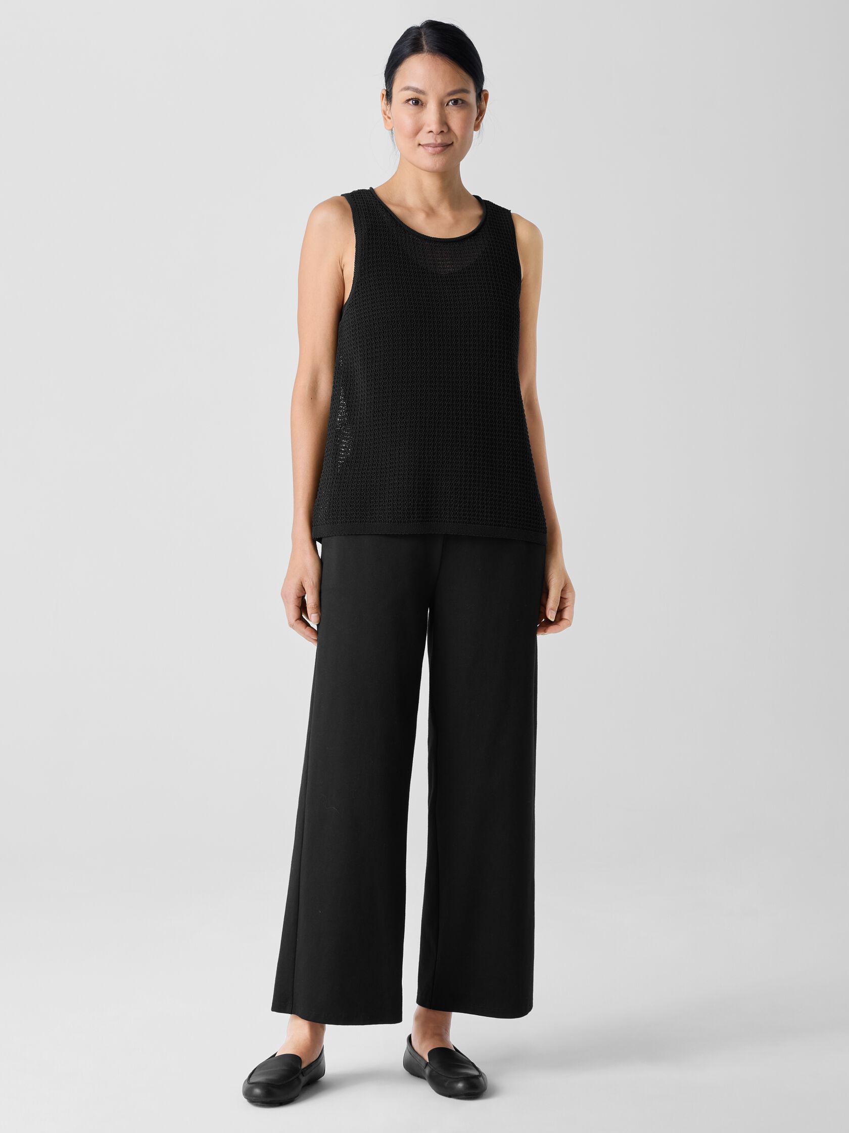 Cotton Blend Ponte Wide-Leg Pant