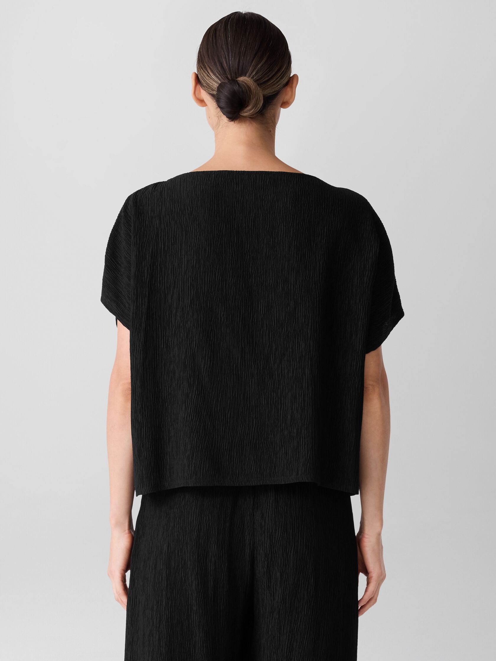 Woven Plissé Dolman Sleeve Top