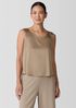 Stretch Silk Charmeuse Ballet Neck Tank