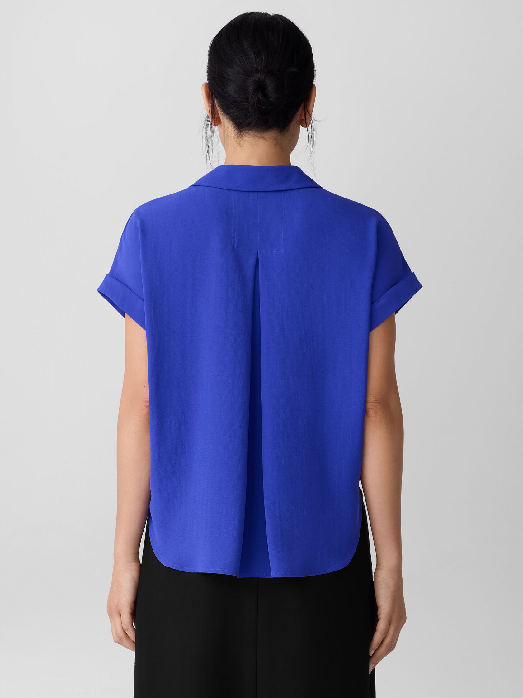 Silk Georgette Crepe Notch Collar Top