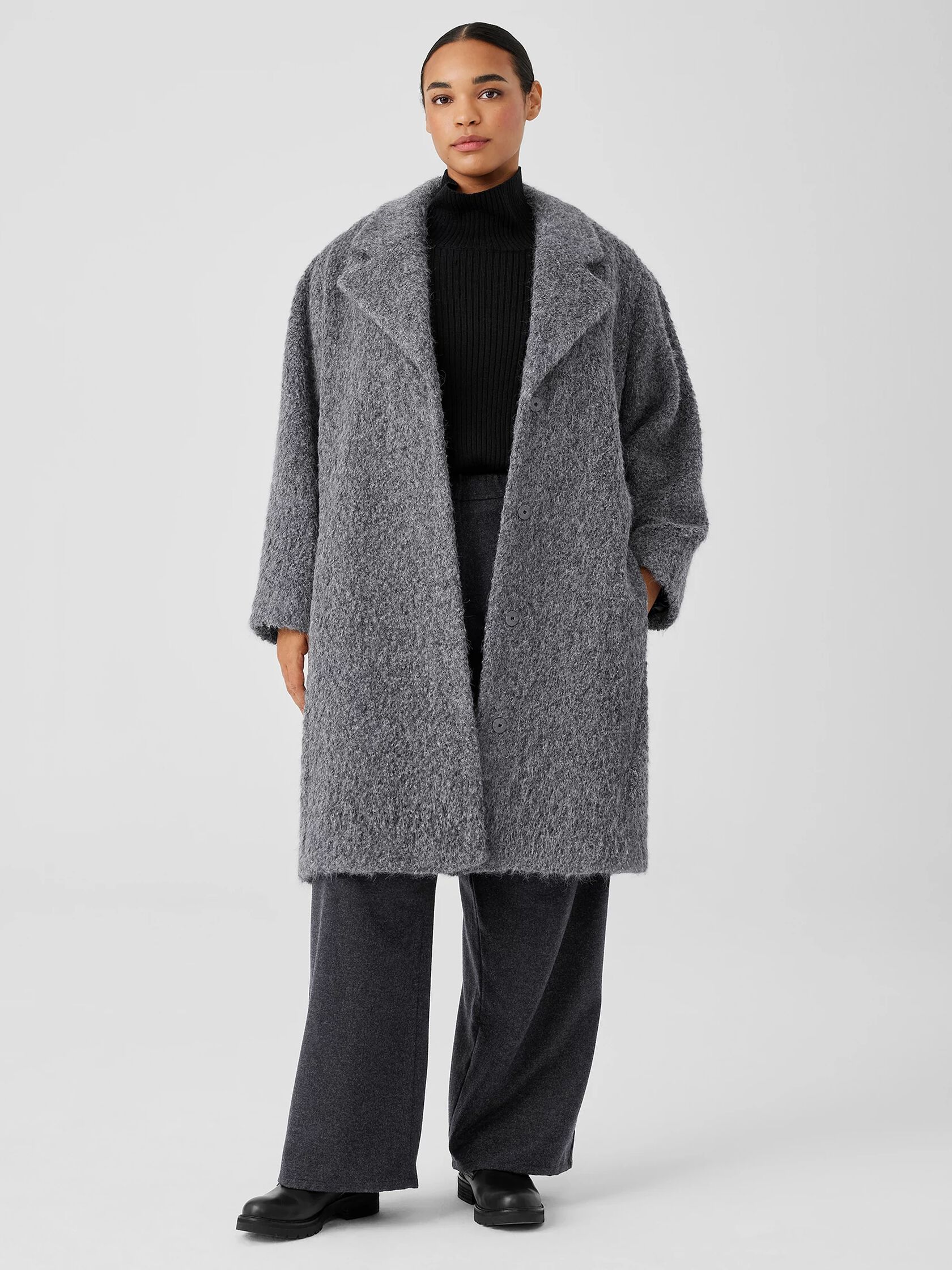 Alpaca Boucle Notch Collar Coat