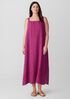 Puckered Organic Linen Plaid Square Neck Dress