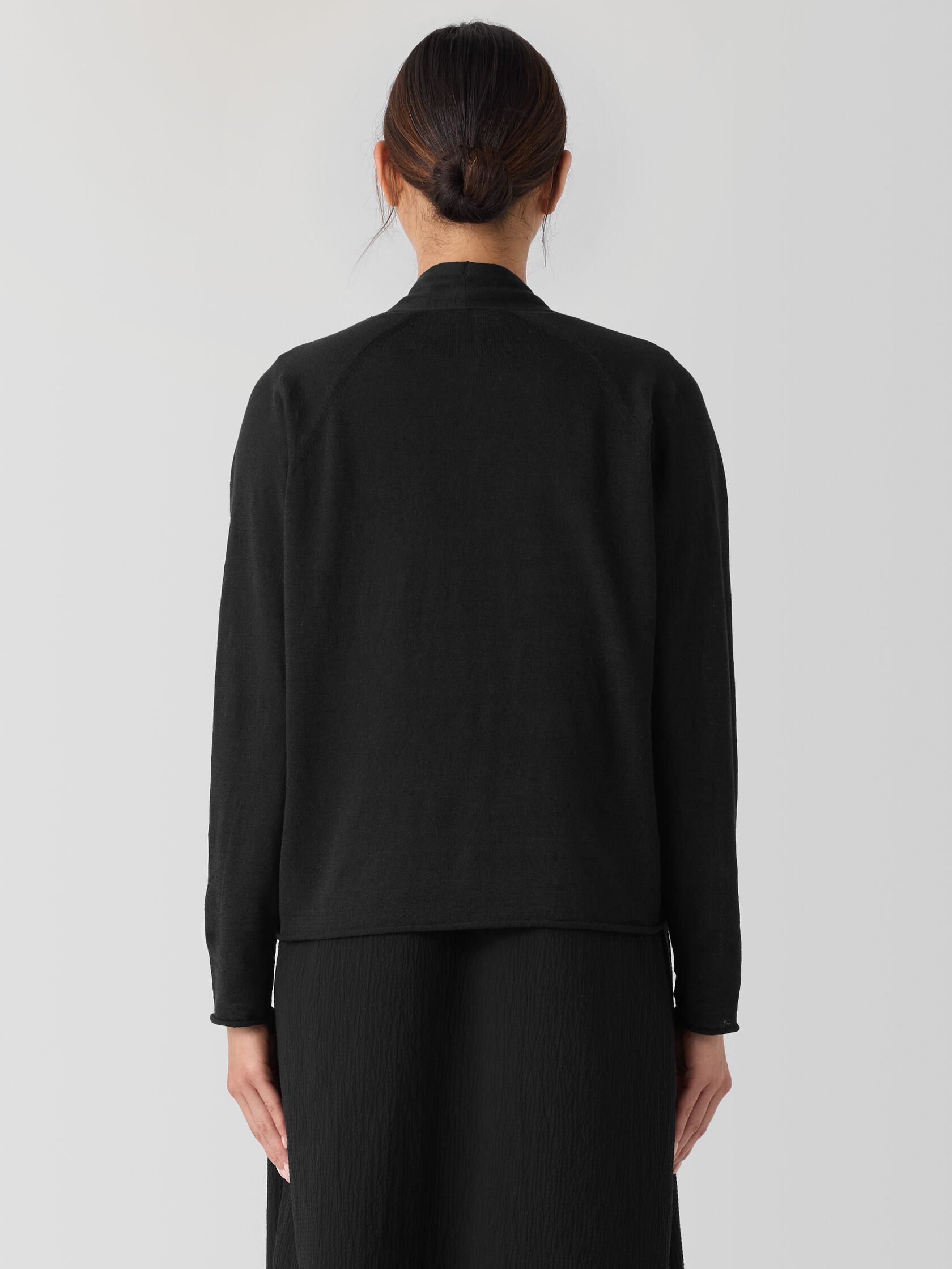 Organic Linen Cotton High Collar Cardigan